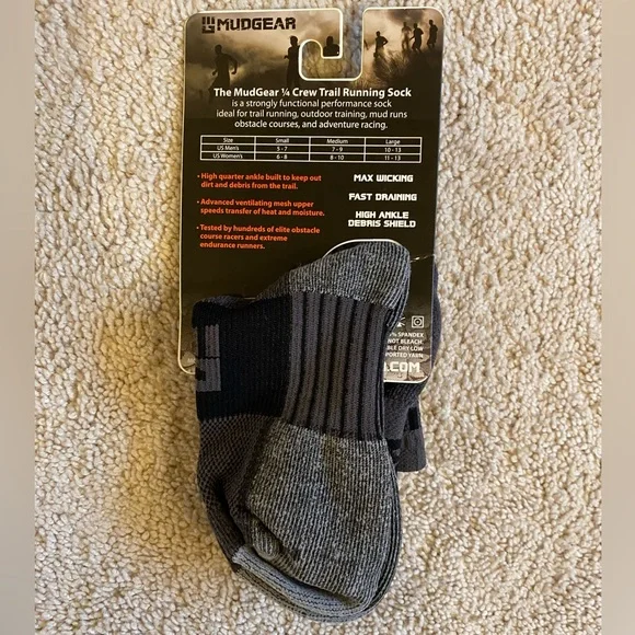 BNWT Mudgear Trail Running Socks - Men’s Size 8-9.5 - Picture 2 of 4
